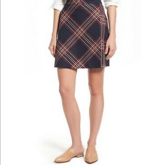 Halogen Navy & Red Plaid Jacquard A-Line Mini Skirt | Size 2P | Nordstrom - Picture 4 of 16